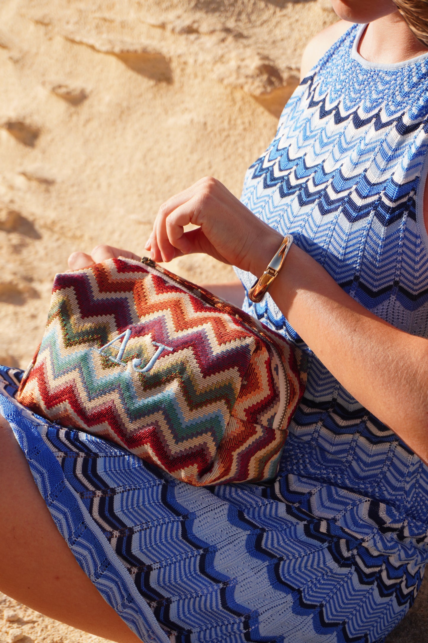 Trousse à broder chevron