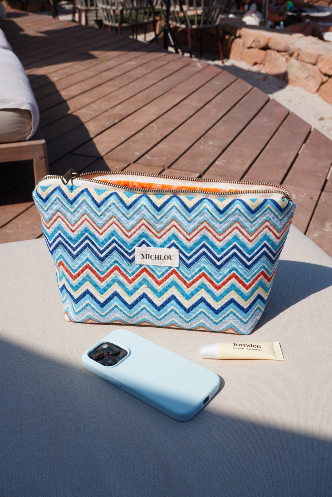 Pochette chevron bleu