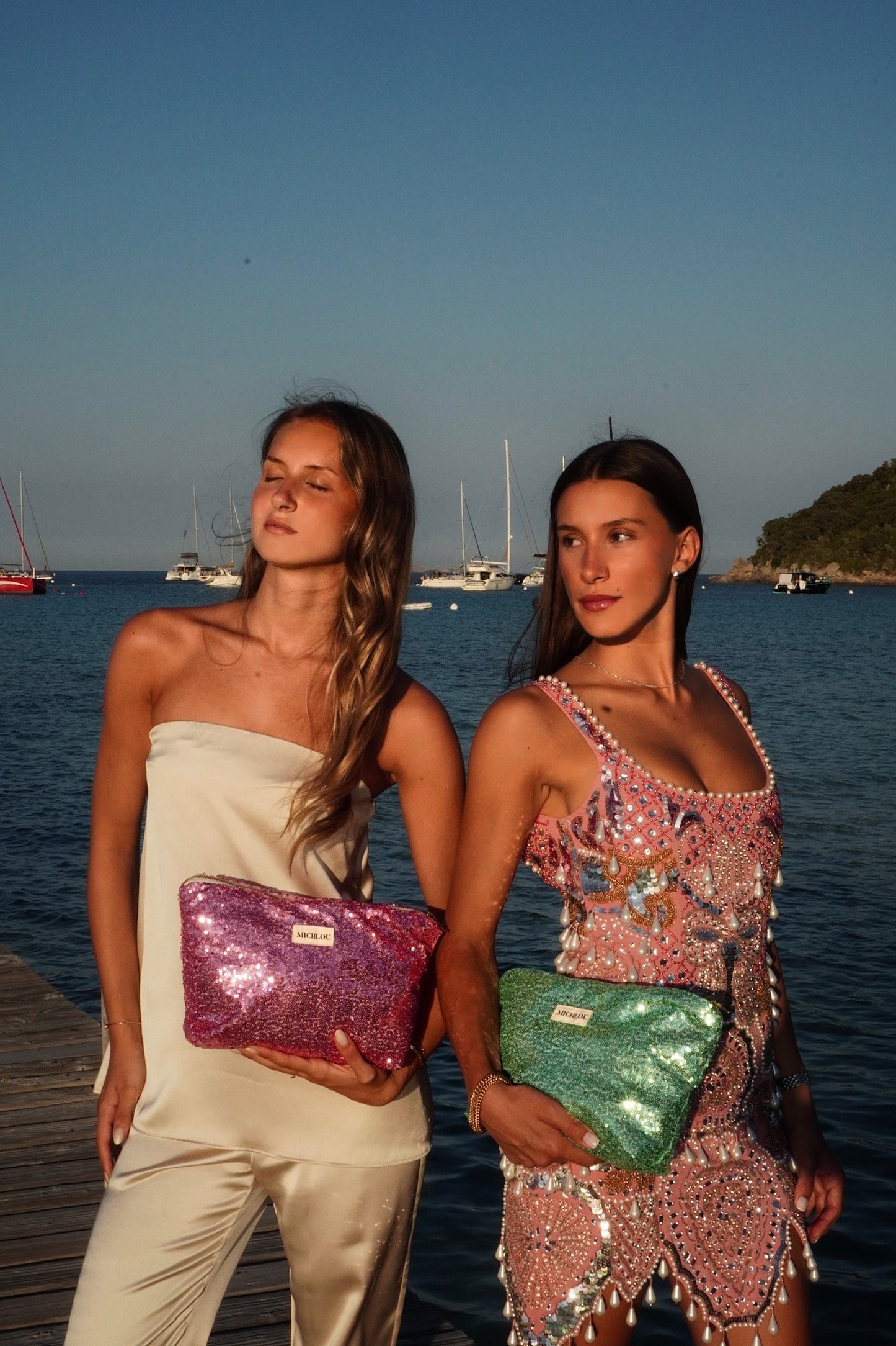 Pochette paillette Rose