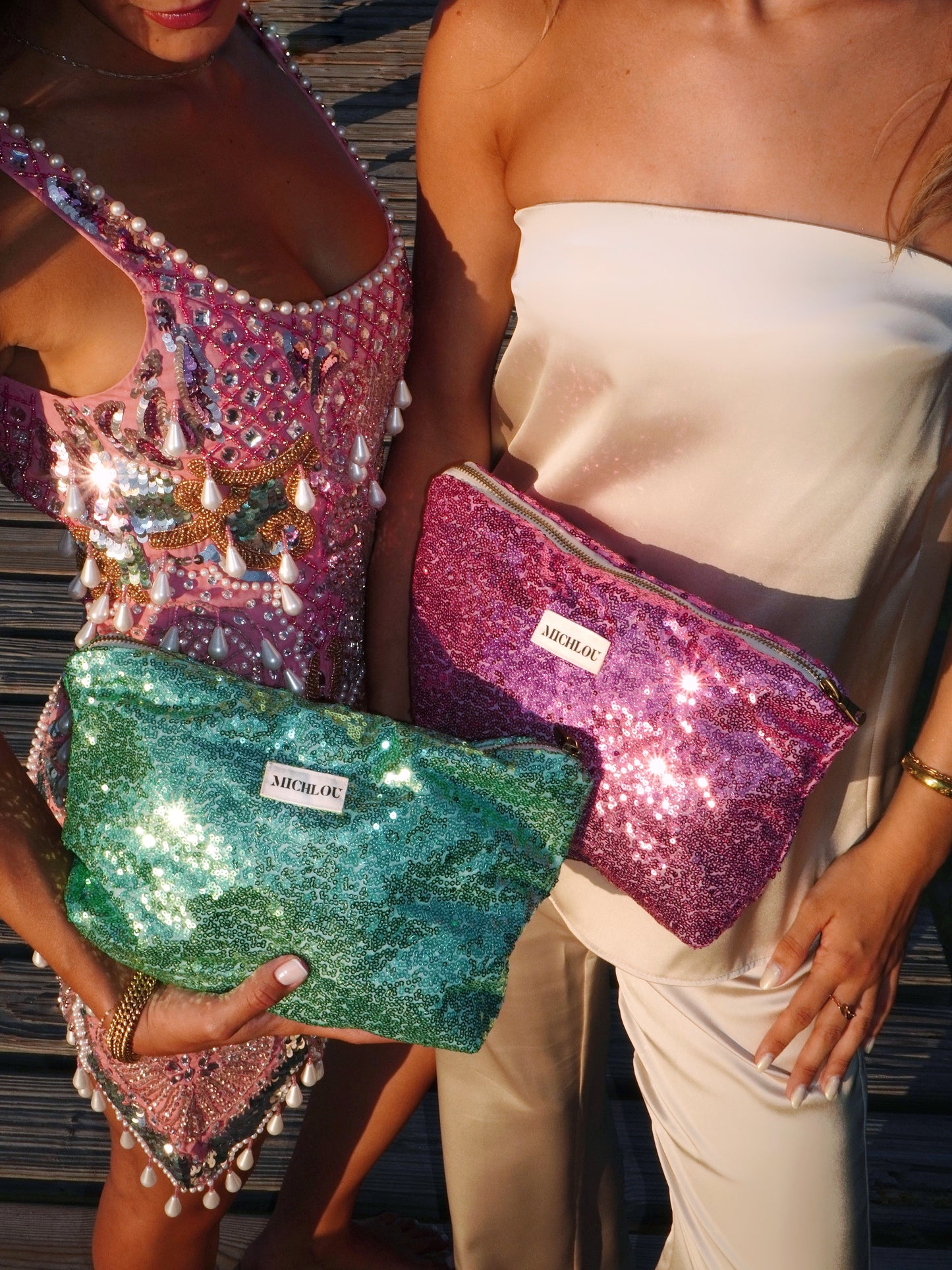 Pochette paillette Rose