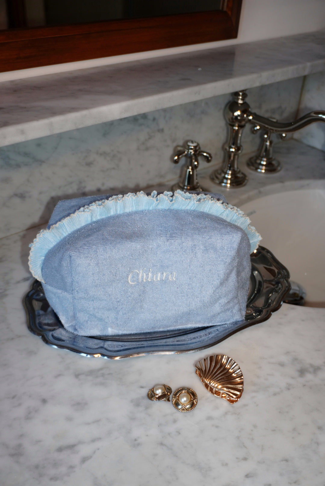 Trousse à broder bleue