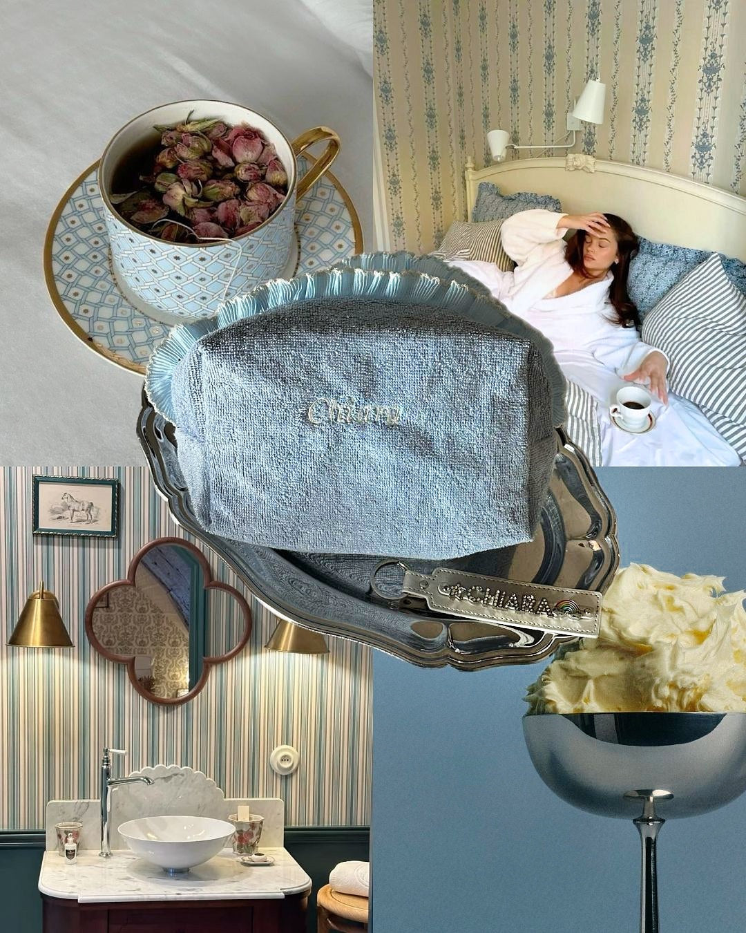 Trousse à broder bleue