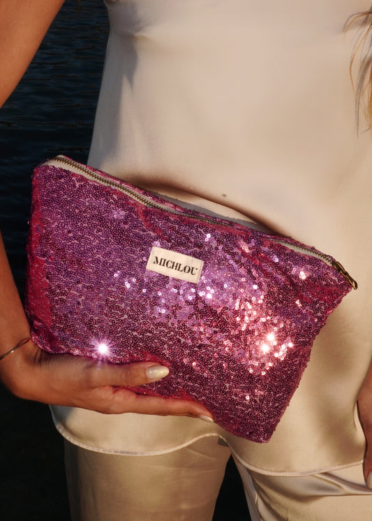 Pochette paillette Rose