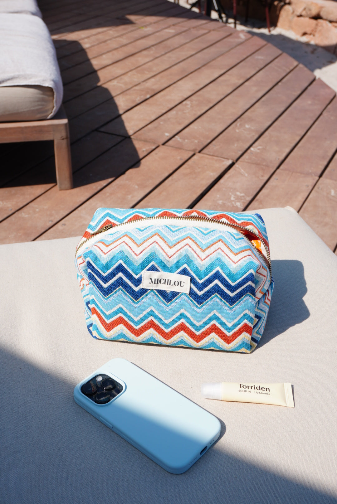 Pochette chevron bleu