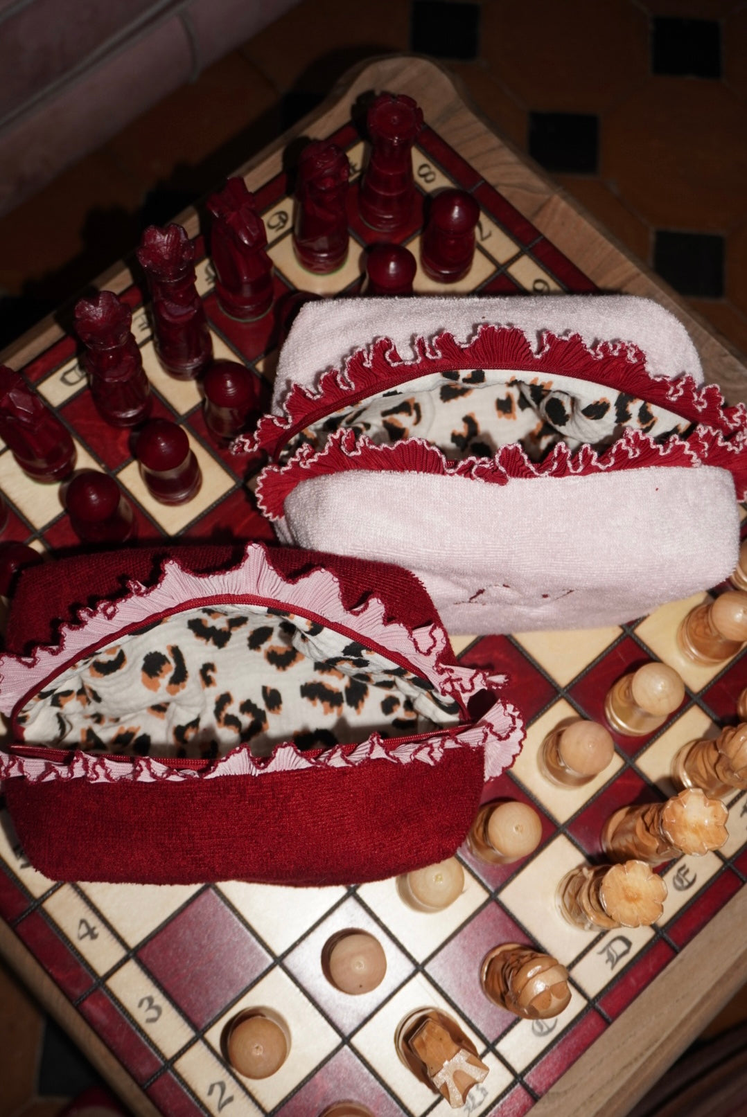 Trousse à broder rose