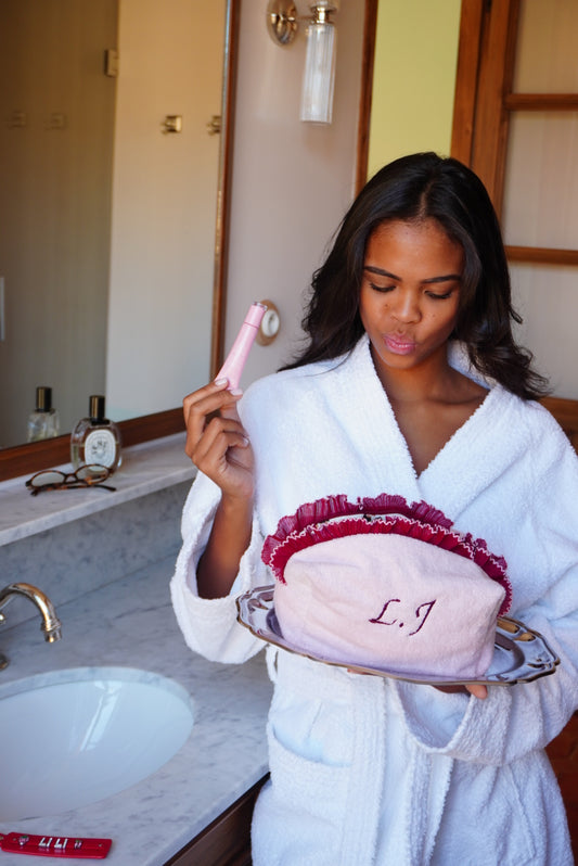 Trousse à broder rose