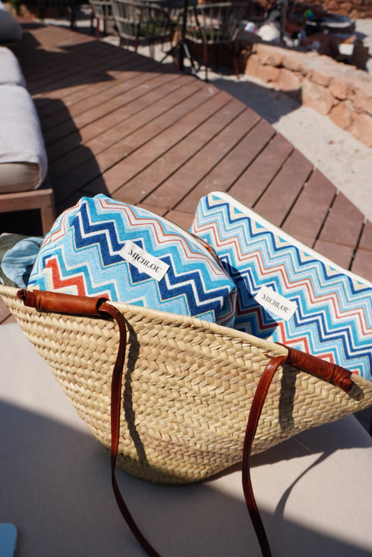 Pochette chevron bleu