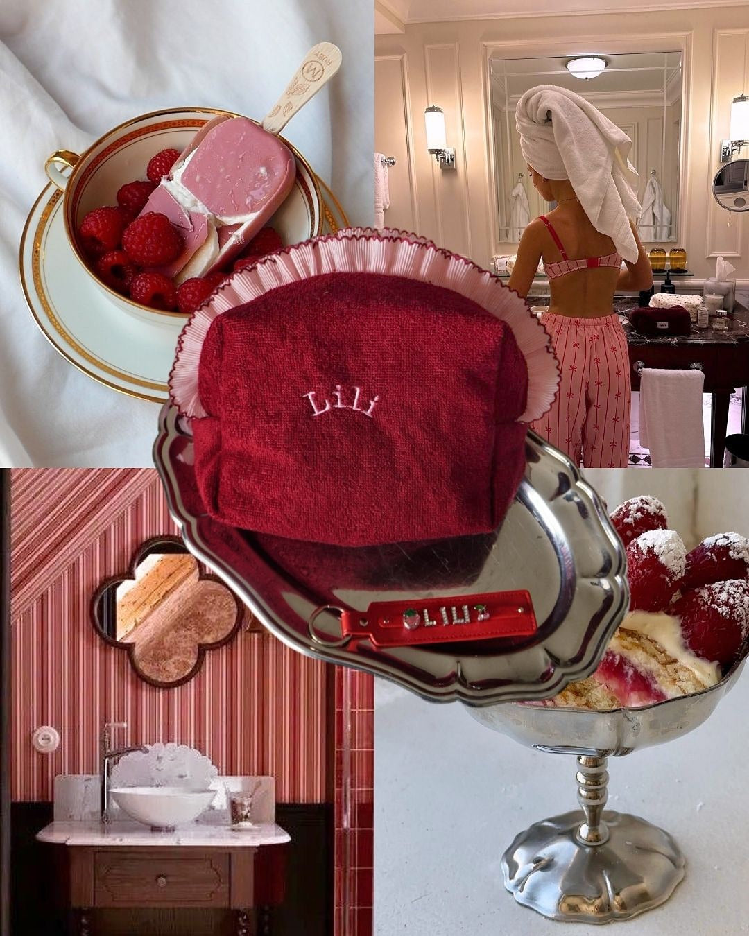 Trousse à broder rouge