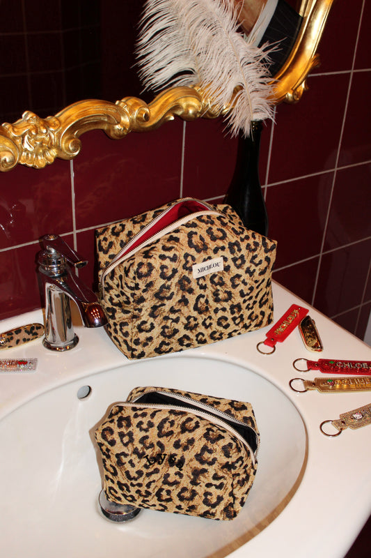 Trousse léopard intérieur rouge